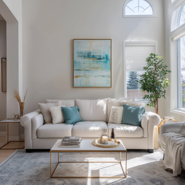 Professional cleaner providing residential cleaning services in a modern home by Luxe Glo Cleaning